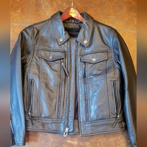 Black women's genuine leather Harley Davidson coat